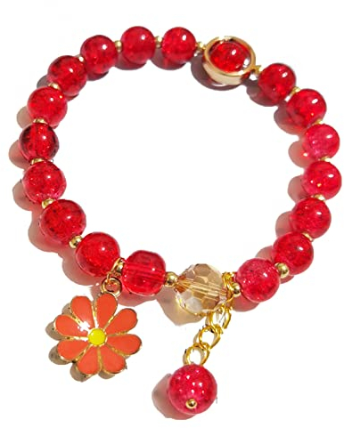 XINGLIDA Elegantes Kristallblumen-Armband für Damen, Strang-Perlenarmband, Schmuck, Erdbeer-Gänseblümchen-Armband, Kette, Size reference picture, Harz