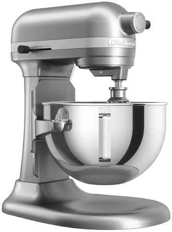 KitchenAid 375 W Heavy Duty Stand Mixer 5.2 Litre, Contour Silver, 11 Speed, Planetary Cake Mixer with Bowl Lift, Soft Start, Size: 419 x 287 x 372 mm - Includes Beater, Whisk, & Dough Hook, HW782
