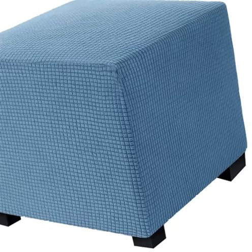 Hockerbezug Quadratisch 45cm/50cm/65cm Ottomane Bezug Hocker Überzug Schonbezug für Fußhocker Stretch Ottomane Abdeckung Hockerabdeckung (Color: Blue, Size: 50x5)