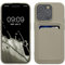 kwmobile Case Compatible with iPhone 15 Pro Case - TPU Phone Cover with Credit Card Holder - Light Grey Matte