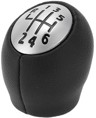 TUCKBOLD Pomo De Cambio Manual 6 Velocidades Para Renault Clio 05-14 | Negro Y Plateado, Plástico E Imitación De Cuero, Para Renault Fluence 10-15, Megane 03-20, Scenic 04-16
