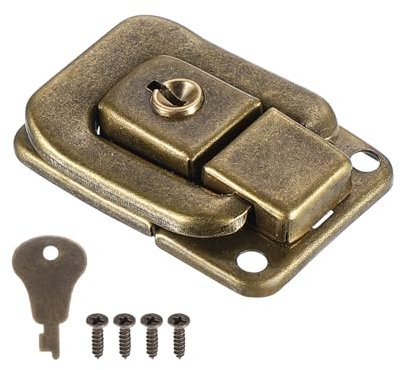 PATIKIL Suitcase Lock Hasp 1.6 x 1.10,1Pcs Iron Toggle Catch Lock with Keys/Screws Latch Clasp for Jewelry Box Wooden Case Toolbox, Bronze