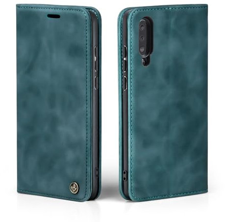 LBH Handyhülle für Samsung Galaxy A50 in Petrol mit Karten- und Geldfach Smartphone Hülle mit Standfunktion Flip Case Schutzhülle Magnetverschluss Vintage