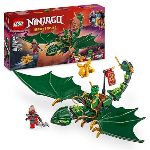 LEGO Ninjago Le Dragon Vert de la forêt de Lloyd - Jouet de Construction avec 2 minifigurines et Un Dragon articulé - Stimule Le Jeu créatif - Idée de Cadeau pour garçon dès 6 Ans 71829