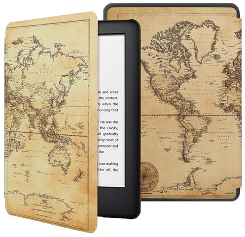 Custodia Per Kindle Smart Case Per Kindle 7A Generazione Wp63Gw Per Kindle 2014 Custodia In Pelle Pu Con Funzione Di Sospensione E Riattivazione Automatica, Mappa D'Epoca
