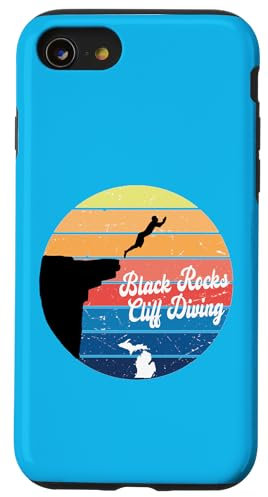 Hülle für iPhone SE (2020) / 7 / 8 Black Rocks Klippenspringen auf der Marquette Michigan Upper Peninsula
