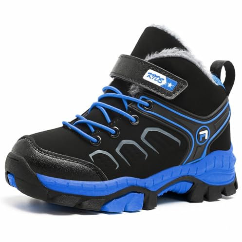 Kinder Schneestiefel Jungen Warmfutter Jungen Schneestiefel Wanderschuhe Sportlich bequem Schuhe Outdoor Wandern Trekking Jungen Stiefel Mädchen Stiefel Blau 30 EU
