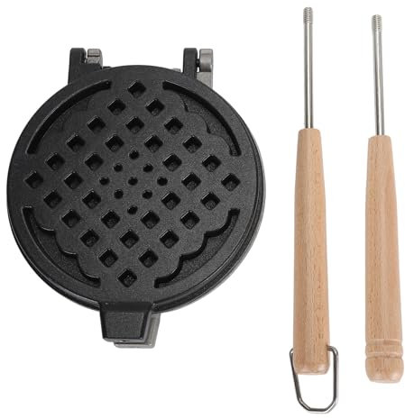 KJAOYU Cast Iron Waffle Maker,Versatile Nonstick Waffle Maker Pan - Dual Sided Aluminum Alloy for Waffles, Sandwiches, and More - for Home Cooks and Outdoor Adventures
