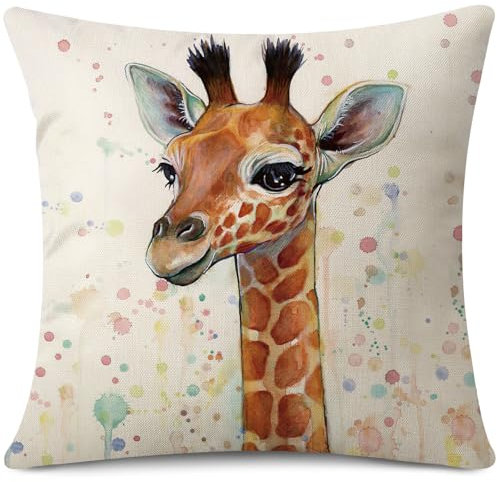 JOTOM Kissenbezug mit Giraffenmuster, 45 x 45 cm, bunte Giraffe, Dekoration, Geschenke, Kissenbezug, Heimdekoration für Wohnzimmer, Schlafzimmer, Couch, Sofa (Giraffe, bunt)