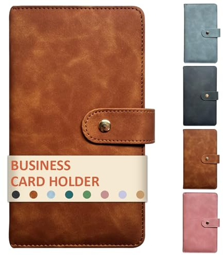DONBAO Leather Professional Business Card Holder Book Organizer, 240 Card Slots Capacity Booklet, Premium PU Name Cards Storage Folder with Soft Cover, Credit Card Binder Holder for Men/Women (Brown)