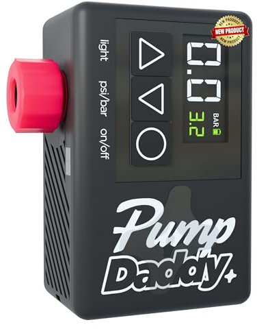 Pump Daddy Mini Electric Bike Pump – USB-C Rechargeable, 120 PSI – Portable Bicycle Pump, Balls – Fits Presta & Schrader – Mini Pump for Road, MTB, BMX, Electric & Mountain Bikes Tyre, Auto-Off