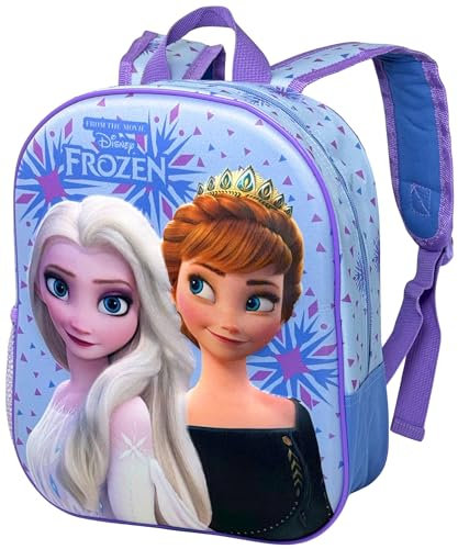 3D Kindergartenrucksack für Kinder 31×26×11 cm – Rucksack für Frozen Die Eiskönigin Fan – Freizeitrucksack für Mädchen, Alter 3 bis 7 Jahre, Vorschule Grundschule, Reisen, Geschenk