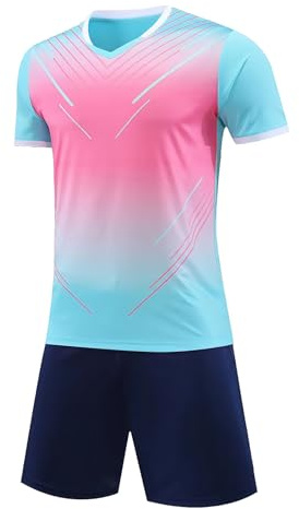 Hoseay Fußball Trikot Set Jungen Atmungsaktiv Fußballtrikot 7-13 Jahre | Schnelltrocknend, Trainingsanzug, T-Shirt und Shorts, 2-Teilig, Kinder Sportbekleidung, mit Kordelzug, Basketball, Sport