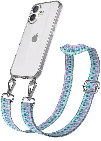 EAZY CASE Handykette - Verstellbares Taschenband kompatibel mit iPhone 17, Schulterriemen, Handykordel mit Silikon Hülle, Umhängetasche, Einhorn Silber