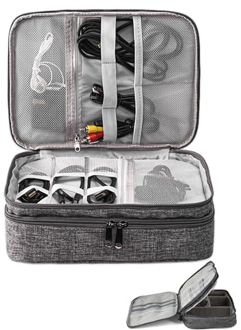 Borsa organizer per cavi, per viaggi e casa, custodia elettronica a 3 strati ad alta capacità, impermeabile e antiurto, ideale per cavi, iPad, caricabatterie, cellulare, power bank e dischi rigidi
