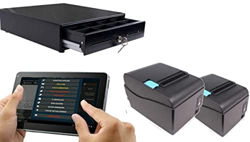 Mobiles Kassensystem für GASTRONOMIE: 10 Touchscreen Terminal, 2xBondrucker, Geldlade