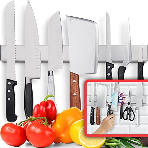 Premium 43cm Stainless Steel Magnetic Knife Holder for Wall - Professional Magnetic Knife Strip - Space-Saving Knife Rack/Knife Bar with Powerful Magnetic Pull Force (Upgraded Version)