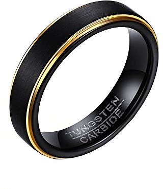 PAMTIER Herren Klassisch Entwurf 5MM Schwarz Wolfram Ring Hochzeitsring Größe 65