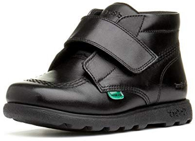 Kickers Fragma Strap Leather Boots Shoes, Stivali Unisex-Bambini, Nero (Black), 22 EU