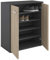 IDIMEX Meuble à Chaussures Olympe, Commode Meuble de Rangement avec 2 Portes avec 4 tablettes intérieures, en mélaminé Gris Mat et décor chêne Sonoma