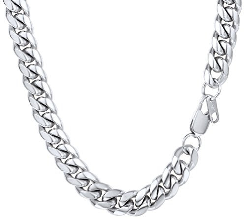 PROSTEEL Metal Chain Junior Necklace Mens Silver 10mm 55CM Heavy Hip Hop Chain