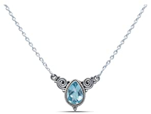 mantraroma Kette 925 Silber Edelstein Collier Silber Damen Sterling Silber Halskette Geschenk (MCO-009)