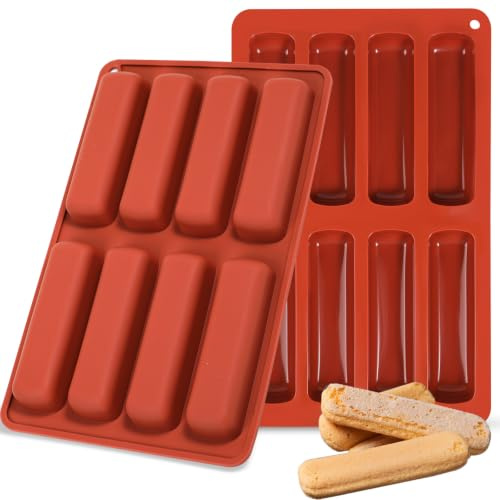 Webake Moules en silicone réutilisables Twinkie/Éclair Pan Rouge