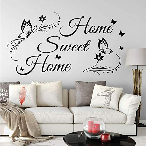 hddnz Sweet Home Zitat Wandtattoo Schlafzimmer Wohnzimmer Schmetterling Home Sweet Wandaufkleber Baby Kinderzimmer Vinyl Wandaufkleber 56X30Cm