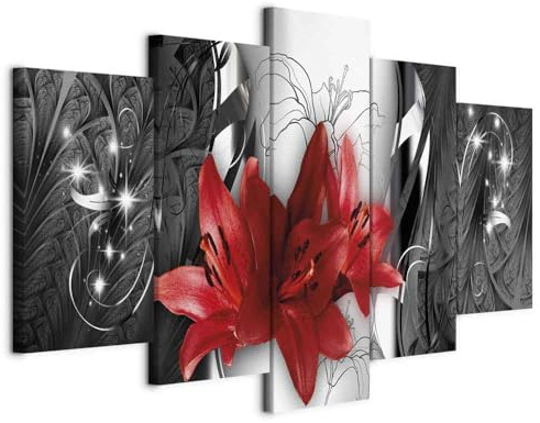 murando - Leinwandbild Abstrakt silber grau, 100x50 cm, 5-teilig, modern | Hochwertige Leinwand, sofort aufhängbar, ideal fürs Wohn- oder Schlafzimmer, wasserfest und lichtecht, langlebig, stilvoll