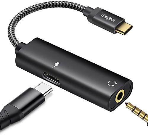 USB-C to 3.5mm Headphone and Charger Adapter, 2-in-1 USB Type C to 3.5 mm Audio Jack and Fast Charging Port Cable Compatible with Samsung Galaxy S22+ S22 S21 S20 Note 20 Ultra 10 Plus, Pixel 5 4 3 XL