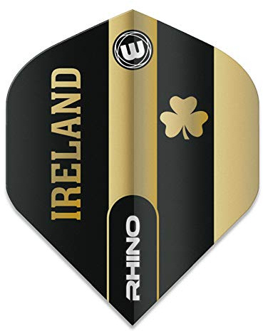 WINMAU Rhino Irland Schwarz und Gold Flights - 1 Satz pro Packung (Insgesamt 3 Flüge)