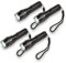 Eaxus® 4er Set Taktische Taschenlampe LED - Zoombar | Blackout Notfallausrüstung | SOS-Modus | 5 Leuchtmodi | CREE LED, Schwarz