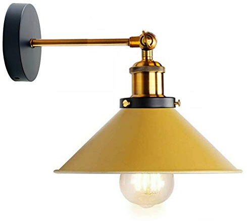 DC VOLTAGE Moderne Retro-Wandlampen, Metallschaukel, verstellbare E27-Wandleuchte, Vintage-Industrie-Leselampe für den Innenbereich für Nachttisch, Wohnzimmer, Küche (Gelb)