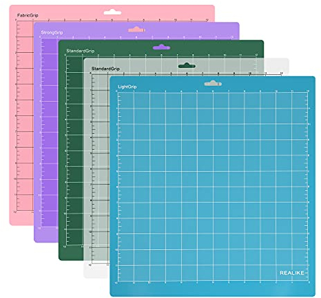 REALIKE Schneidematte für Cricut Maker 3/Maker/Explore 3/Air 2/Air/One, StandardGrip/LightGrip/StrongGrip/FabricGrip, mehrere Klebstoffe, 30,5 x 30,5 cm, Cricket-Schneidematten für Cricut, 5 Stück