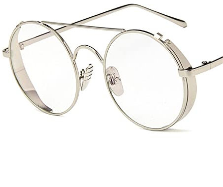 DDBAKT Nice Anime Attack on Titan Zeke Jaeger Cosplay Brille Steampunk Metall flach Spiegel Retro Runde Brille Rahmen Brille (Farbe: Silber)