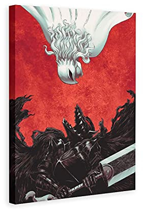 Wall Art Decor Berserk Leinwand-Poster, Anime, Schwarz / Weiß, 50 x 75 cm