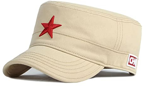 QICHEN Kappe Herren Baseball Caps Baumwolle Flat Top Military Army Cap Armee mütze Outdoor Sonnenhut (Beige), 55-60