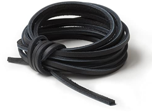 IPEA Lederband für Schuhe, Accessoires, Mode - 3 Meter Lange - Schwarz Quadratische Ledersenkel Schnürsenkel Premium Echtes Leder- Kreationen, Armbänder – Color Schwarz, BSLACCIO-111