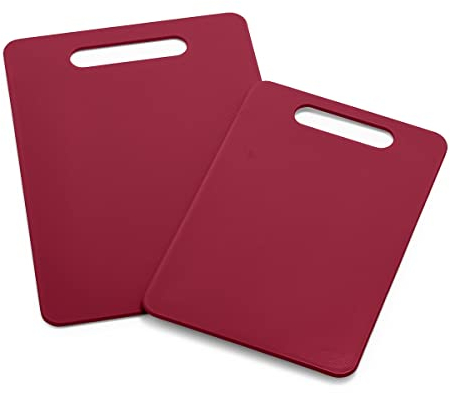 GreenLife Ensemble de 2 planches à découper pour cuisine, passe au lave-vaisselle, extra durable, rouge écarlate