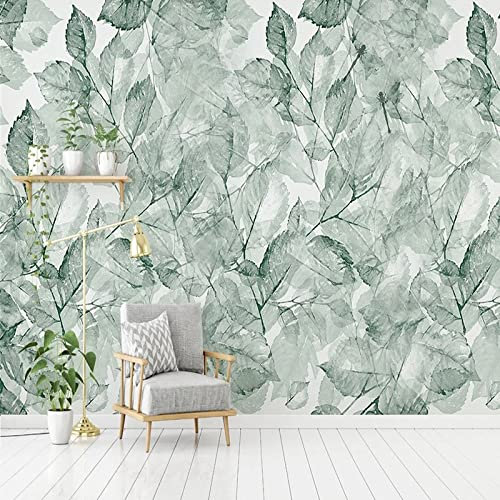 XTSWallpaper Vert Plantes Feuilles 140X70Cm Papier Peint Photo 3D Optique Trompe L Oeil | Déco Mural Tableaux Muraux Photo Mural Décor Motif Poster Géant Stickers Muraux Optique Fond Effet