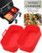 Silicone Air Fryer Liner (2 PCS) & Air Fryer Cookbook for Ninja Dual Air Fryer | Air Fryer Silicone Liners Reusable & Heat Resistant | Ninja Dual Air Fryer Accessories for AF300UK (Red)