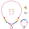 DAGORD Einhorn Schmuck Mädchen Set Kinderschmuck Mädchen 2-12 jahre Halskette Armband Kinder Ringe Ohrclips Schmuckset Prinzessin Einhorn Geschenke für Mädchen Geburtstag Party
