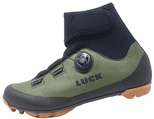 LUCK Winter Green MTB-Fahrradschuhe für den Winter, mit Carbon-Sohle, Drehverschluss und Goretex., olivgrün, 39 EU