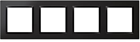SIMON - Marco Interruptor de Pared, 4 Elementos, Compatible con Mecanismos Simon 10, Apto para Interiores, Fácil de Montar, Compatible con Pulsador, Conmutador y Enchufe Schuko, Color Negro