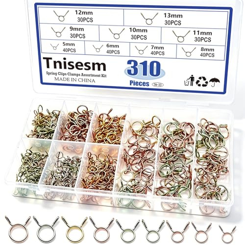 Tnisesm 310pcs 5-13mm 9 Größen Federclip Klemmensatz, Sortimentsset, Kraftstoffschlauch, Federschlauch, Motorradklemmen, Scooter, ATV