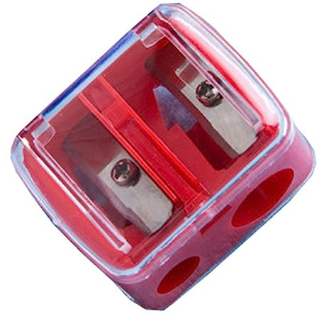 Makeup Sharpener Anspitzer,Make-up Doppel-Spitzer,2 Löcher Dual Sharpener Augen Make-up Bleistiftspitzer,Tragbare Dual Anspitzer Kosmetikspitzer,Lipliner-Eyeliner-Stift-Werkzeug,Rot