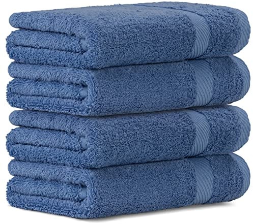 Luckytowel Handtücher Set 50x100 cm 100% Baumwolle, Handtuch-Set 4er Pack Blau