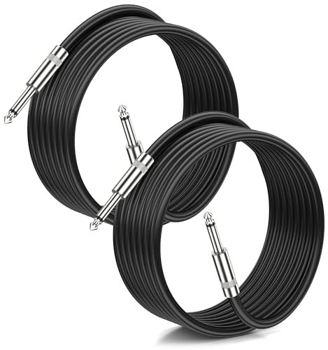 Jumwa 2pack 6.5mm to 6.5mm 1/4 Speaker Cables M-M for Audio Amplifier 12 Guage Cord Wire DJ/PA Connector for Heavy Duty Audio, 15M
