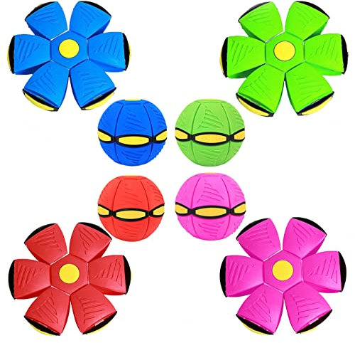 JUJNE Flying Saucer Ball Dog Toy, Toys To Keep Dogs Busy Durable Toys Flying Saucer Toy, Outdoor Garden Flying Ball Toy,4PCS