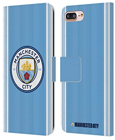 Head Case Designs Officially Licensed Manchester City Man City FC Home 2023/24 Badge Kit Leather Wallet Case Compatible With Apple iPhone 7 Plus/iPhone 8 Plus